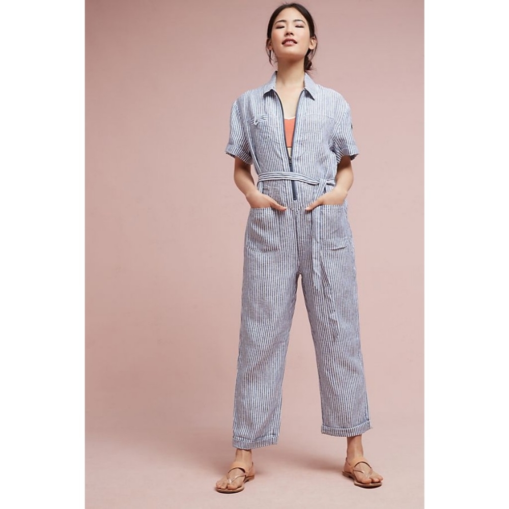 Anthropologie cartonnier linen boilersuit
